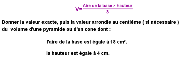 pyramide cone volume exos